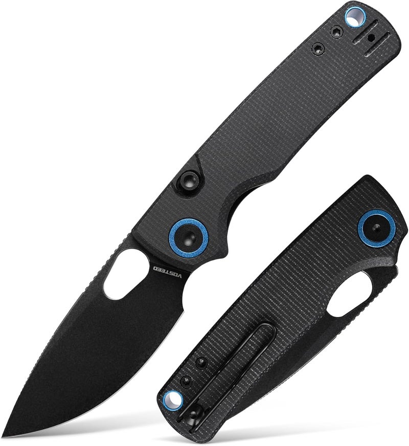 Vosteed Porcupine EDC Folding Knife, 2.99’’ 14C28N Steel Big Belly Blade, Top Liner Lock Micarta Handle - Lightweight Pocket knives for Men & Women Camping Hiking - A2601 - Image 1